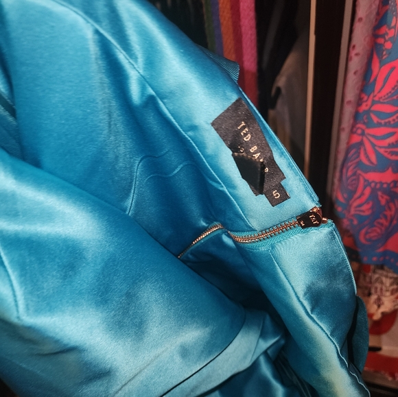 Ted Baker Turquiose and Orange Floral Cocktail Dress Size 5 - Picture 13 of 13